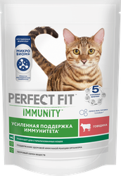 Корм сухой для кошек PERFECT FIT Immunity Говядина, семяна льна, голубика, 580г, фото