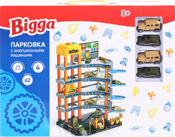 Набор игровой BIGGA Парковка с инерционными машинками со звуковыми эффектами, 62 предмета, Арт. 907100414, крупный план