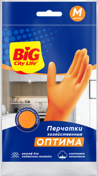 Перчатки латексные BIG CITY LIFE Оптима, оранжевые, размер M, Арт. 17104683, фотография