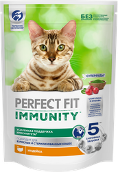 Корм сухой для кошек PERFECT FIT Иммунитет с индейкой и добавлением спирулины и клюквы, 580г, картинка