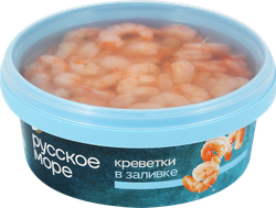 Креветки РУССКОЕ МОРЕ мясо в заливке, 300г, крупный план