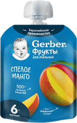 Пюре фруктовое GERBER Спелое манго, с 6 месяцев, 90г, детальное фото