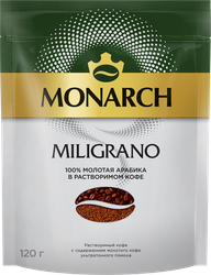 Изображение товара Кофе растворимый c добавлением молотого MONARCH Miligrano натуральный сублимированный, 120г