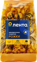 Макароны ЛЕНТА Рожки группа А, высший сорт, 450г, крупный план
