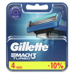 Кассеты сменные для бритья GILLETTE Mach3 Turbo, 4шт, картинка