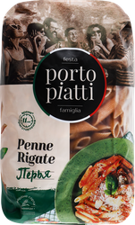 Макароны цельнозерновые PORTO PIATTI Penne Rigate Перья, 450г, вид