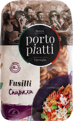 Макароны цельнозерновые PORTO PIATTI Fusilli Спирали, 450г, фото