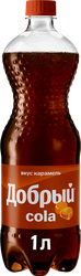 Напиток ДОБРЫЙ Cola Карамель сильногазированный, 1л, крупный план