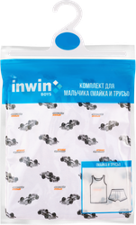 Комплект для мальчика INWIN майка и трусы, белый/черный, Арт. LUK031, картинка