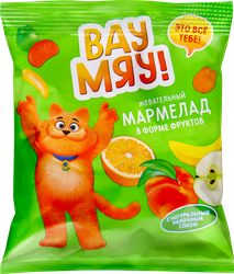 Изображение товара Мармелад жевательный ВАУ МЯУ! Фрукты со вкусом яблока, персика, банана, апельсина, 70г
