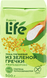 Мука гречневая безглютеновая ЛЕНТА LIFE из непропаренной гречневой крупы, 500г, вид