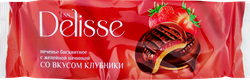 Печенье бисквитное DELISSE с желейной начинкой со вкусом клубники, 137г, крупный план