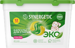 Капсулы для стирки SYNERGETIC Color, 12шт, детальное фото