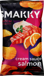 Чипсы картофельные SMAKKY со вкусом лосось в сливочном соусе, 180г, детальное фото