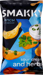 Чипсы картофельные SMAKKY со вкусом сметана и зелень, 180г, изображение