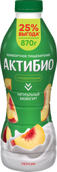 Биойогурт питьевой АКТИБИО Персик 1,5%, без змж, 870г, фото