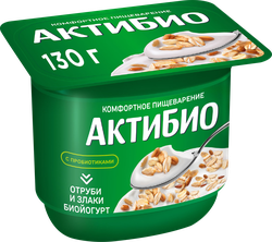 Биойогурт АКТИБИО Отруби, злаки 2%, без змж, 130г, картинка