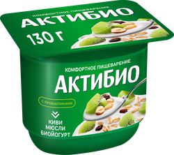 Изображение товара Биойогурт АКТИБИО Киви, мюсли 3%, без змж, 130г
