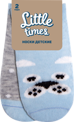 Носки детские LITTLE TIMES р. 6–14, голубой/розовый, серый меланж, Арт. LT-2-BL&nbsp;/LT-2-PI, 2пары, изображение