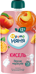 Кисель фруктовый ФРУТОНЯНЯ Персик и маракуйя, с 12 месяцев, 130мл, крупный план