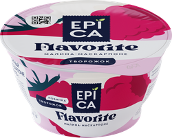 Десерт творожный EPICA Flavorite Малина, маскарпоне 7,7%, без змж, 130г, картинка