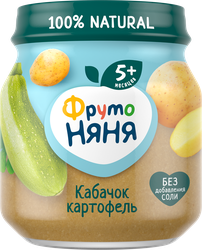 Пюре овощное ФРУТОНЯНЯ Кабачок и картофель, с 5 месяцев, 110г, детальное фото