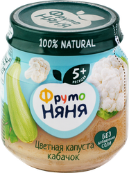 Пюре овощное ФРУТОНЯНЯ Цветная капуста и кабачок, с 5 месяцев, 110г, картинка