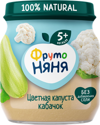 Пюре овощное ФРУТОНЯНЯ Цветная капуста и кабачок, с 5 месяцев, 110г, фотография