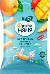 Палочки кукурузные ФРУТОНЯНЯ Яблоко и манго, с 12 месяцев, 20г, крупный план