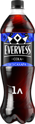 Напиток EVERVESS Cola Zero Sugar Кола без сахара газированный, 1л, вид