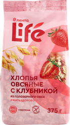 Хлопья овсяные безглютеновые ЛЕНТА LIFE с клубникой, 375г, фотография