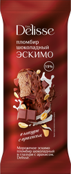 Мороженое DELISSE Пломбир шоколадный в глазури с арахисом 15%, без змж, эскимо, 80г, изображение
