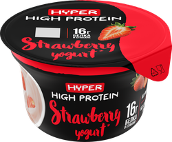 Йогурт HYPER Клубника, безлактозный 0,4%, без змж, 160г, изображение