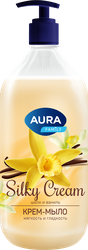 Крем-мыло AURA Silky Cream Шелк и ваниль, 1л, детальное фото