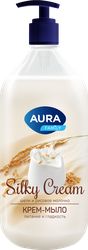Крем-мыло AURA Silky Cream Шелк и рисовое молочко, 1л, изображение