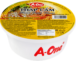 Лапша A-ONE со вкусом морепродуктов и овощей, 75г, фотография