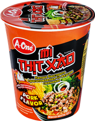 Лапша A-ONE со вкусом свинины, 65г, крупный план