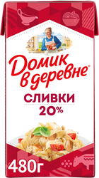 Сливки стерилизованные ДОМИК В ДЕРЕВНЕ 20%, без змж, 480г, вид