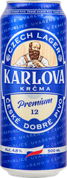Пиво светлое KARLOVA KRCMA Premium фильтрованное пастеризованное 4,8%, 0.5л, фотография