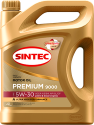 Масло моторное SINTEC Premium 9000 5W–30 A3/B4, 4л, вид