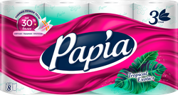 Бумага туалетная PAPIA Tropical exotics 3-слоя, 8шт, изображение