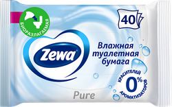 Бумага туалетная влажная ZEWA Пьюр без аромата, 40шт, фотография