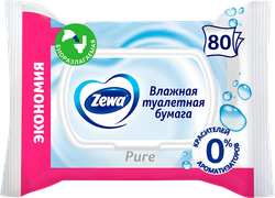 Бумага туалетная влажная ZEWA Pure, 80шт, крупный план