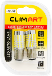 Лампа автомобильная светодиодная CLIM ART T25/5 144LED 12V BAY15d (P21/5W)/к-т, 2шт, фото