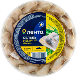 Сельдь ЛЕНТА Матье, филе-кусочки в масле, 400г, изображение