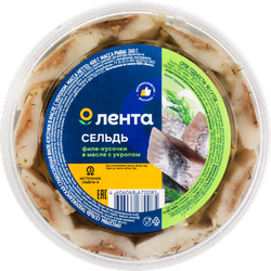 Сельдь ЛЕНТА Матье, филе-кусочки с укропом в масле, 400г, фотография
