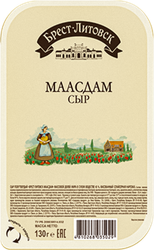 Сыр полутвердый БРЕСТ-ЛИТОВСК Маасдам 45%, нарезка, без змж, 130г, картинка