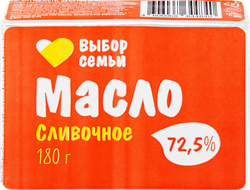 Масло сливочное ВЫБОР СЕМЬИ 72,5%, без змж, 180г, детальное фото
