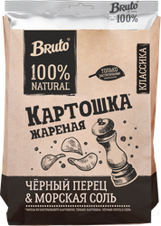 Чипсы картофельные BRUTO с морской солью и черным перцем, 120г, крупный план