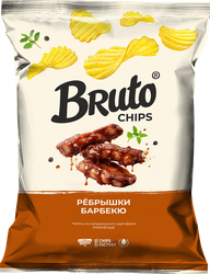 Чипсы картофельные BRUTO со вкусом копченых ребрышек барбекю, 120г, картинка